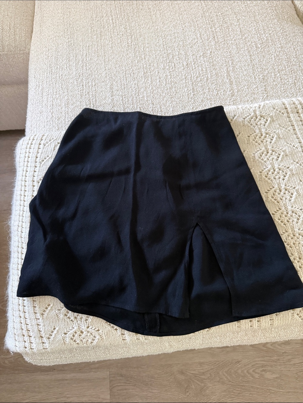 Reformation Classic Black A-Line Mini Skirt with Front Slit